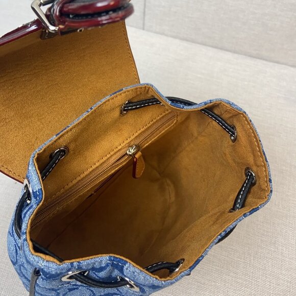 COACH Classic Jacquard Blue Denim Mini Backpack - Picture 2 of 8